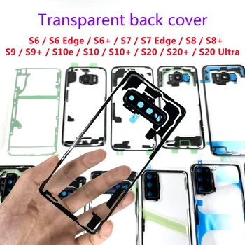 Transparentné Pre SAMSUNG Galaxy S6 S7 Okraji S8 S9 S10 5G S20+ Plus Ultra Späť Sklenený Kryt Batérie Zadné Dvere Prípade Perspec Bývanie