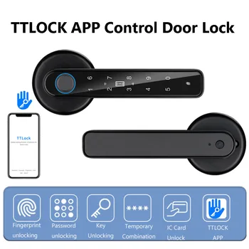 TTLOCK APLIKÁCIE Ovládanie Bluetooth Smart Lock Biometrické Digitálne Elektronické zámky Dverí Typ-C Núdzové Nabíjanie Pre 3.5-6,5 cm Dvere