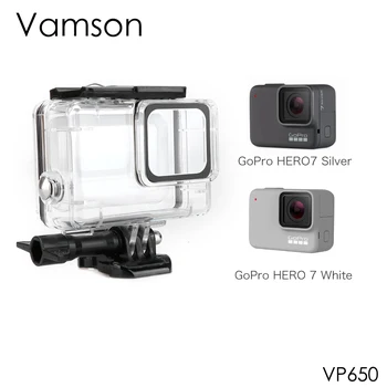Vamson Vodotesné puzdro Potápanie Ochranného krytu Plášťa pre GoPro Hero 7 White/Silver Fotoaparát, Príslušenstvo 60m -VP650