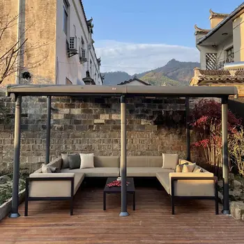 Vlastný altánok vonkajšie nádvorie villa hliníkovej zliatiny markíza moderné jednoduché nový Čínsky štýl, slnko izby záhrada open air