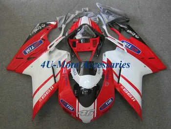 Vstrekovanie Motocykel Horské Kit vhodný pre DUCATI 848 1098 2007 2008 2009 2010 2011 1198 07-11 ABS Red White Karosériou Nastaviť