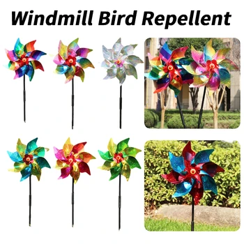 Vták Odpudzujúce veterný Mlyn Outdoor Záhrada Vták Repeller Iskrivý Pinwheels DIY Silver Wind Spinner Deti Hračka domáci Trávnik Dekorácie