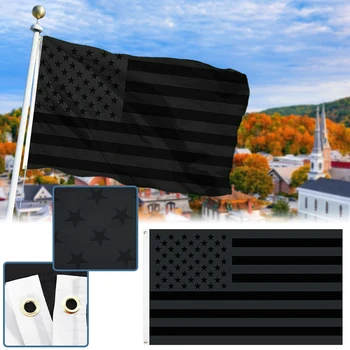Všetky Black American Flag Ťažkých Vyšívané Hviezdy Domáce Dekorácie Pre Vonkajšie Vnútorné xqmg Vlajky Domova Domov a Záhrada Nové
