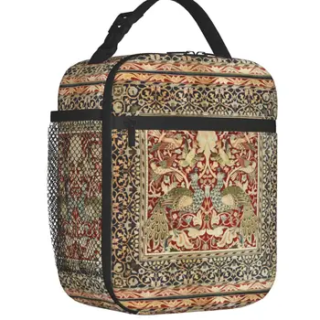 William Morris Vintage Tepelne Izolované Obed Tašky Kvetinový Textilné Vzor Prenosné Obed Kontajner Tábor Cestovné Skladovanie Potravín Box