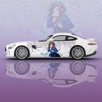 Wisteria Kvet a Anime Dievča karosérie Nálepky Itasha Vinyl Auto Strane Kotúča, Nálepky, Auto Telo Nálepky Auto Dekor Nálepky