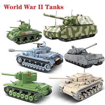 WW2 Vojenské Zbrane, Stavebné Bloky, UK Cromwell nemeckých Tankových Maus NÁS Sherman T28 Sovietskeho KV-2 Ťažké Tanky Armády Tehly Deti Hračky