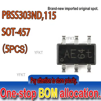 Zbrusu nový, originálny mieste PBSS303ND,115 SOT-457 60V 3A NPN nízke VCEsat (BISS) tranzistor Nízke VCEsat (BISS) tranzistory 5 ks