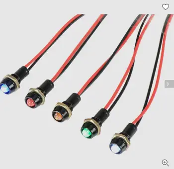 Čierne Telo 6mm Vodotesný IP67 Kovové Výstražné LED Indikátor Signálu Lampa Pilotný Vodič Roud Ploché 5V 12V 24V 110V 220V Červená Modrá